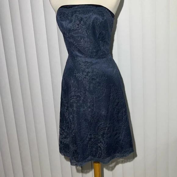 Belsoie | Dresses | Dress Navy Blue Strapless Lace Dress In Good Used  Condition | Poshmark